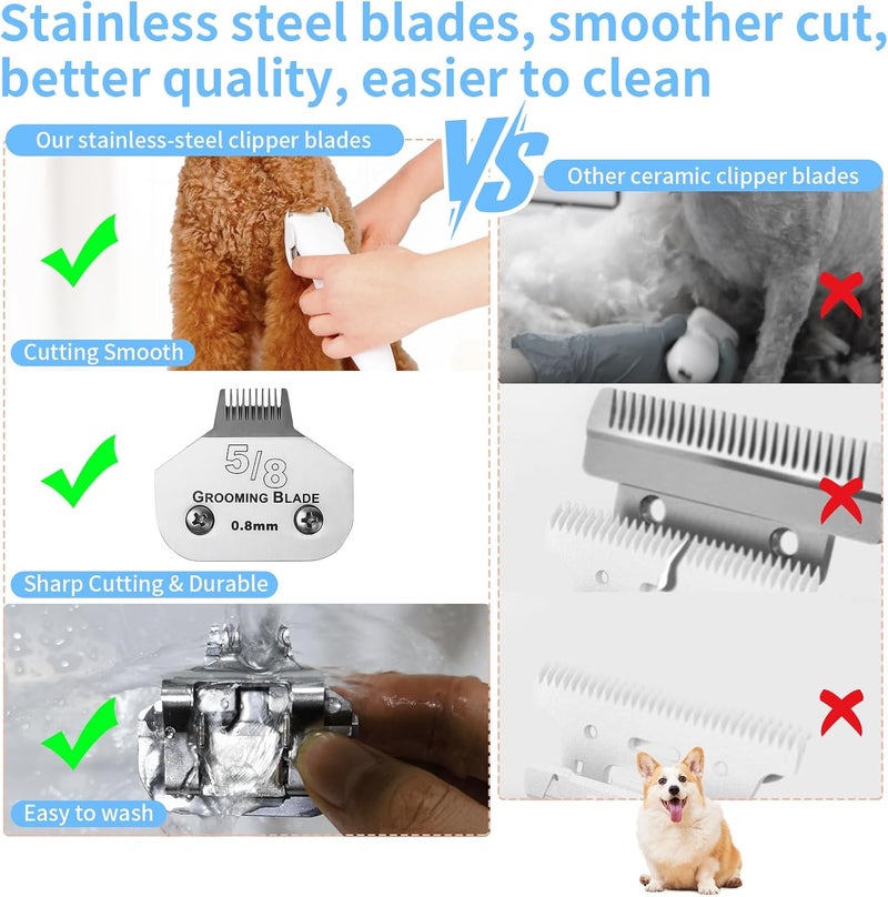 OEMIRY 2 Pcs Size 5/8toe Detachable Dog Grooming Blades, Compatible with Andis, Oster A5, Wahl KM10 Series Clippers, Cut Length 0.8mm, Silver (5/8toe 0.8mm, 2 Packs) - Image 3